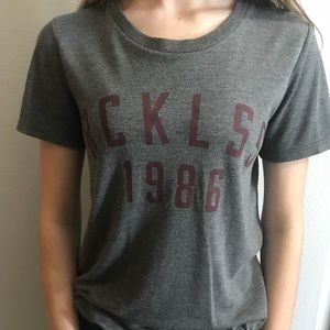 Young&Reckless gray tee with maroon detailing